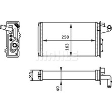 Mahle Depomix Kalorifer Radyatörü Fiat Tempra 95 01 Tipo 95 01 Alfa Romeo 145 95 01 146 94 01 155 92 97 250X163X40 Musluklu
