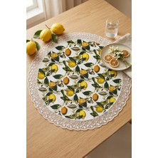 Rona Home Limon Desenli Sıvı Geçirmez Runner - Güpürlü Leke Tutmaz Mutfak Masası Örtüsü