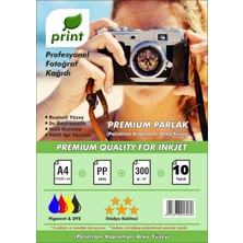 Print Nikon Fotoğraf Makinaları Için A4 Premium Parlak Fotoğraf Kağıdı 300 gr 10 Yaprak