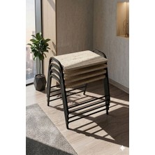 Eryalux Home 4'lü Tepsi Model Siyah-Traverten Modern Sehpa