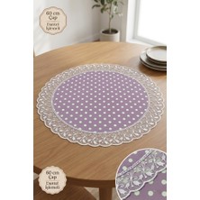 Rona Home Lüks Fransız Güpürlü Yuvarlak Runner - Puantiyeli Sunum ve Sofra Örtüsü 60 cm
