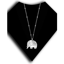 Roxx Jewellery 925 Ayar Gümüş Motifli Fil Top Zincirli Şans Kadın Kolye