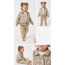 İkikareshop 6-24 Ay Ceketli Keten Pantolonlu 3lü Bebek Takımı