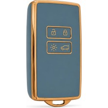 Lüx Renault Clio E-Tech Austral Megane E-Tech 4 Buton Nano Anahtar Kılıfı Gri Gold Renk