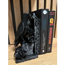 Other Kuzgun Tasarımlı Dekoratif Kitap Tutucu - Gotik Raven Bookend Ofis ve Kütüphane Aksesuarı-Black Raven Bookend Inspired By Ravenhood