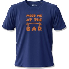 North Whiskers Meet Me At The Bar Halter Baskılı Spor Lacivert Unisex %100 Pamuk T-shirt