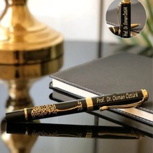 Keyfim Shop Kişiye Özel Besmele Yazılı Altın Yaldız Kabartmalı Kalem