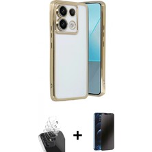Marsilyan™- Redmi Note 13 Pro 5g Kılıf Vadi Minimal - Siyah 3D Antistatik Hayalet Cam Ekran Koruyucu + Kamera Lens Koruma Cam - Sf