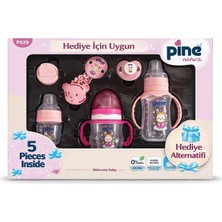 Pine Natura Bebek Biberon Seti (5 Parça )  - Pembe