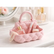 Other Quilted Modern Kulplu Dekoratif Tepsi - Kapitone Dokulu Parfüm ve Takı Organizeri-Quilted Vanity Tray W Handle Decorative Catchall