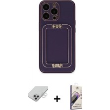 Marsilyan™- iPhone 14 Pro Max Kılıf Kozmos Minimal Prime - Siyah Bilvis 3D Mat Cam Ekran Koruyucu + Band Metal Kamera Lens - Gs