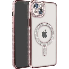Nacario Newface Iphone 15 Kılıf Joke Simli Magneticsafe Kılıf - Pembe