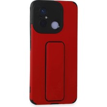 Nacario Newface Redmi 12C Kılıf Mega Standlı Silikon - Kırmızı