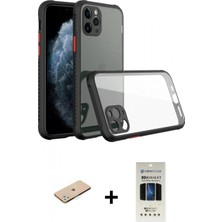 Marsilyan™- iPhone 11 Pro Kılıf Nova Asil Özel Seri - Siyah 5d Hayalet Cam Ekran Koruyucu + Renkli Kamera Lens Koruma Cam - Yl