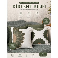 Diva Home 4lü Özel Tasarım Nakışlı 2 Sade Yeşil Renk 2 Papatya Aplikeli Nakış Serisi Kırlent Kılıfı 45X45 cm – 2 Farklı Model