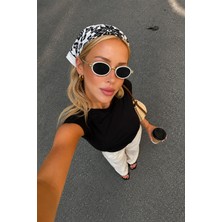 Luna Round Güneş Gözlüğü Unisex Beyaz Oval Çerçeveli /