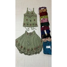 Fibula Otantik Standart Beden %90 Pamuk Nakışlı Etek Bluz Ithal 2 Takım 36-46 Bedenler Arası Uygundur