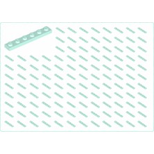 LEGO Yedek Parçalar: Plate 1x6: 50 Adet 1x6 Plate Parts Plaka Parçası Cam Göbeği - Light Aqua Plate 3666