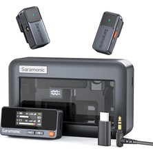 Saramonic Air Wirelss Yaka Mikrofonu Cep Telefonu (2 Verici, 1 Usb-C Alıcı, Şarj Yuvası), 48H Pil, iPhone Için Mini Klipsli Mikrofon - Android Youtube, Tiktok, Vlog, Canlı Yayın, Röportaj