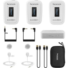 Saramonic Yükseltilmiş BLINK500 Pro Dslr Video Kamera Için Çift Kanallı Kablosuz Yaka Mikrofonu Android iPhone Tablet Pc Bilgisayar Kaydı Facebook Youtube Podcast Vlog Röportajı (Beyaz)