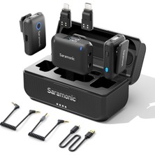 Saramonic BLINK500B2+ Yaka Mikrofonu Kablosuz, Kablosuz Yaka Mikrofonu iPhone 15 Için Cep Telefonu Android Bilgisayar Kameraları, Röportaj Için Mini Mikrofon Vlog Canlı Yayın Podcast Video Kaydı