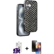 İlk El Grup Pilelistore™ iPhone 16 Kılıf Vadi Özel Seri - Siyah 3D Antistatik Mat Seramik Nano Ekran Koruyucu + Bilvis Titan Kamera Lens - Pe