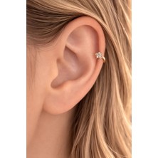 Sacce Scarves & Accessories Zirkon Taşlı Çiçek Helix Piercing Tragus Çiçekli Kıkırdak Lob Küpesi Tek Adet