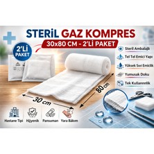 Steril Gaz Kompres 30X80 cm 2'li 1 Paket Tel Tel Spanc Steril Bez Yara Bakım Kompresi