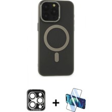 Marsilyan™- iPhone 15 Pro Max Kılıf Yadigar Işık - Siyah 3D Antistatik Seramik Nano Ekran Koruyucu + Pvd Metal Kamera Lens - Gs