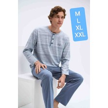 Pijadore 2080  Uzun Kollu Üç Düğmeli Erkek Pijama Takım
