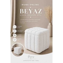 Muba Online Yeni Sezon Ithal Bouclé Kumaş ile Üretilmiş, Yumuşak Dokusu ve Modern Tasarımıyla Yaşam Alanlarınıza Lüks ve Konfor Katan Premium Puf.