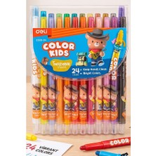 Artlantis Çevirmeli 24 Lü Mum Boya Uzun 1 Paket Twstable 24 Renk Çevirmeli Mum Boya Pastel Silinebilir Mum Boya Tam Boy