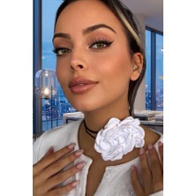 Zurafa Shop Kadın Beyaz  Gül Figürlü Ipli Kolye - Gotik Choker Modelleri