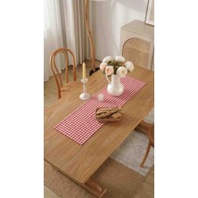 MiniStand Kırmızı Pötikare Desenli Dekoratif Masa Runnerı Kırışmaz Kumaş - 30X90 cm