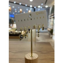 Yakemiyou Mavi Taşlı Altılı Küpe