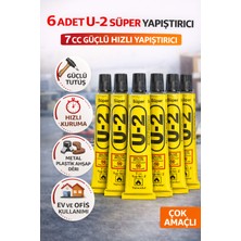 6 Adet U-2 Süper Yapıştırıcı 7 cc Güçlü Hızlı Yapıştırıcı Çok Amaçlı Metal Plastik Ahşap Deri Yapıştırıcı