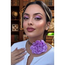 Zurafa Shop Kadın Mor Gül Figürlü Ipli Kolye - Gotik Choker