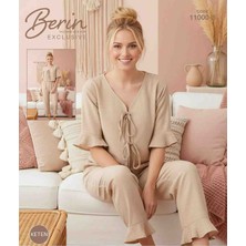Berin 11000-5 Bayan Kısa Kollu Keten Pijama Takımı