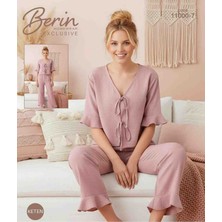 Berin 11000-7 Bayan Kısa Kollu Keten Pijama Takımı
