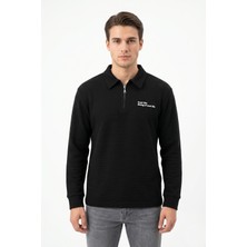 Erkek Spor Polo Yaka Petek Dokulu Sweatshırt BGL-ST05442
