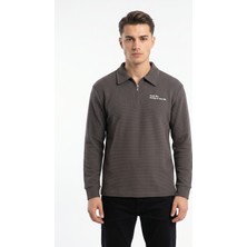 Erkek Spor Polo Yaka Petek Dokulu Sweatshırt BGL-ST05442