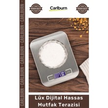 Carlburn #hassasterazi Paslanmaz Çelik Metal 5 kg 1 gr Hassas LCD Ekran Gümüş Şık Lüx Dijital Mutfak Terazisi