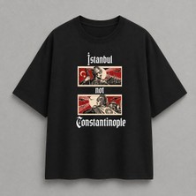 Oversize Unisex Siyah Tişört – Istanbul Savaşçı Baskı, %100 Pamuk Streetwear Tasarım
