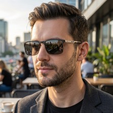 Di Caprio DC3050BLACK Siyah Urban Edge Dikdörtgen Polarize Camlı Erkek Güneş Gözlüğü