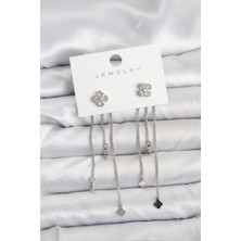 Vice Avm Pirinç Gümüş Renk Yonca Model Sallantılı Kadın Küpe - TJ-BKP11454 TG-1395 346522