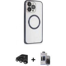 Pileli Store Pilelistore™ iPhone 15 Pro Max Kılıf Ahenk Işık Serisi - Siyah Vanessa Magic Hayalet Cam + Raze Metal Kamera Lens - Tmgı