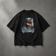 Oversize Unisex Siyah Tişört – Mifer Baskı, %100 Pamuk Streetwear Tasarım
