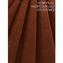 Demor Home 1/2 Sık Pile Kiremit Rengi Kadife Dokulu Fon Perde|ütü Istemez|en Çok Satılan