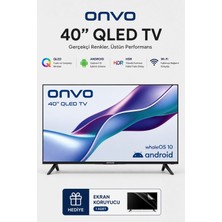 Onvo 40 Inç 102 Ekran Smart QLED Tv Dahili Uydu Alıcılı Full Hd Wi-Fi Android Işletim Sistemi Youtube Netflix Ekran Koruyucu Hediyeli