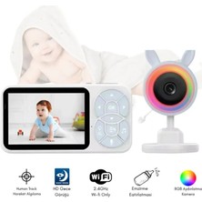 TeknoKapsül Bebek Kamerası Kumandalı Monitörlü Konuşma Özellikli Işıklı Gece Görüslü Hatırlatıcılı Kamera